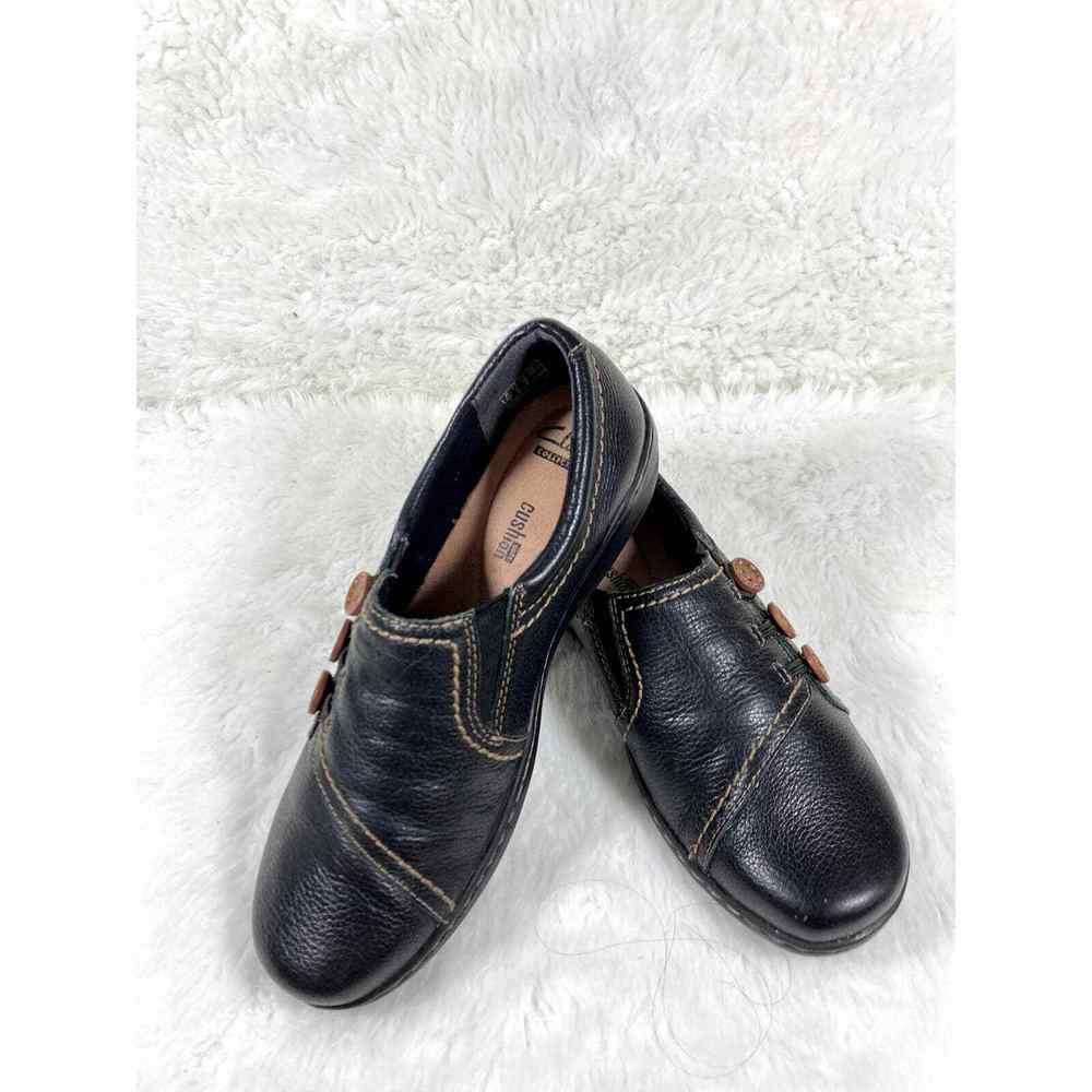 Clarks Collection Brown Leather Slip-On Shoes, Size Women's 8